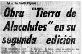 Obra "tierra de Alacalufes" en su segunda edición.