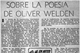 Sobre la poesía de Oliver Welden.
