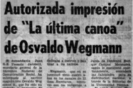 Autorizada impresión de "la última canoa" de Osvaldo Wegman.