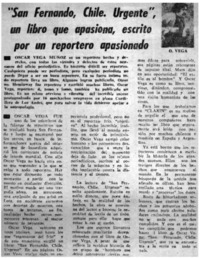 San Fernando, Chile. Urgente", un libro que apasiona, escrito por un reportero apasionado.
