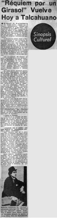 Réquiem por un girasol" vuelve hoy a Talcahuano : [entrevista]