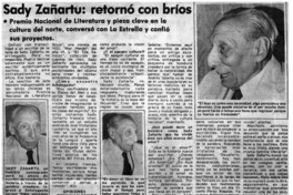 Sady Zañartu: retornó con bríos : [entrevista]