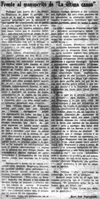 Frente al manuscrito de "la última canoa"