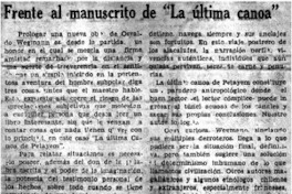 Frente al manuscrito de "la última canoa"