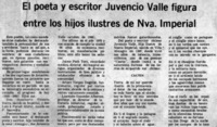 El poeta y escritor Juvencio Valle figura entre los hijos ilustres de Nva. Imperial.