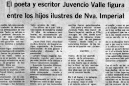 El poeta y escritor Juvencio Valle figura entre los hijos ilustres de Nva. Imperial.