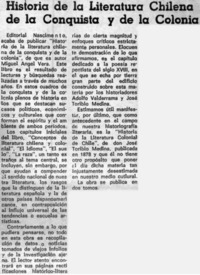 Historia de la literatura chilena de la conquista y de la colonia