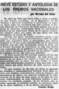 Breve estudio y antología de los Premios Nacionales