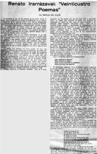 Renato Yrarrázabal: "veinticuatro poemas"