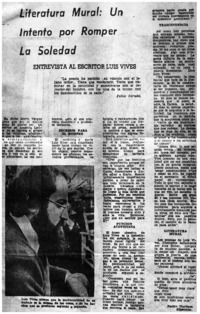 Literatura mural: un intento por romper la soledad : [entrevistas]