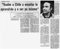 "Vuelvo a Chile a enseñar lo aprendido y a ser yo mismo".