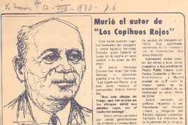 Murió el autor de "los copihues rojo".