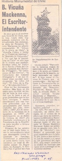 B. Vicuña Mackenna, el escritor-intendente.