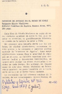 Médicos de antaño en el reino de Chile