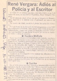 René Vergara: adiós al policía y al escritor.
