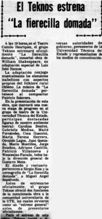 El Teknos estrena "La Fierecilla Domada".