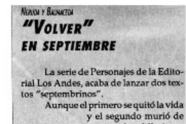 "Volver" en Septiembre.