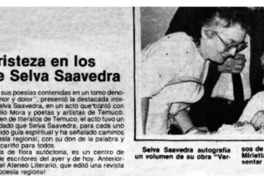 Amor y tristeza en los versos de Selva Saavedra.