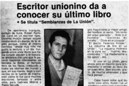 Escritor unionino da a conocer su último libro.