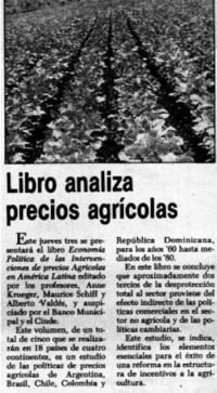 Libro analiza precios agrícolas.