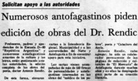 Numerosos antofagastinos piden edición de obras del Dr. Rendic.