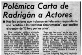 Polémica carta de Radrigán a actores.