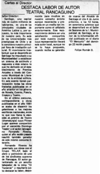 Destaca labor de autor teatral rancagüino