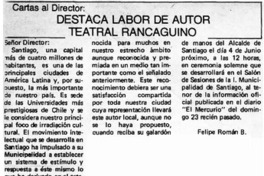 Destaca labor de autor teatral rancagüino
