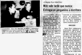 Más vale tarde que nunca: entregaron pergamino a escritora