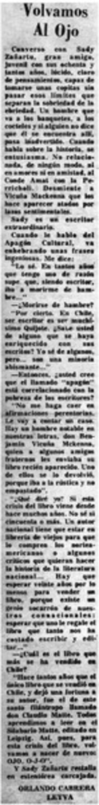 Volvamos al ojo : [entrevistas]