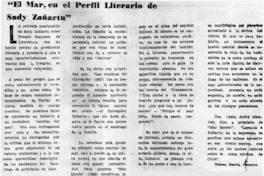 "El mar, en el perfil literario de Sady Zañartu"