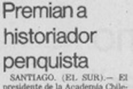 Premian a historiador penquista.