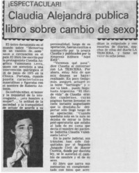 Claudia Alejandra publica libro sobre cambio de sexo.
