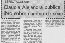 Claudia Alejandra publica libro sobre cambio de sexo.