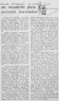 Un recuerdo para Acevedo Hernández