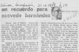Un recuerdo para Acevedo Hernández