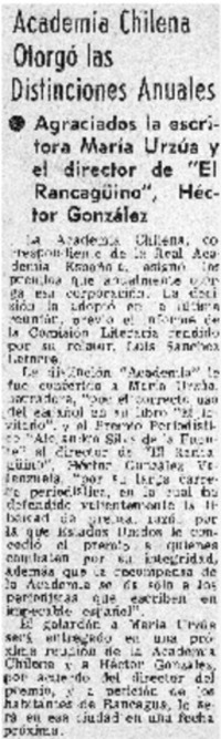 Academia Chilena otorgó las distinciones anuales.
