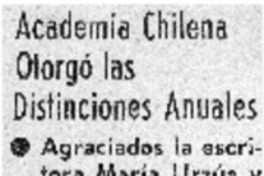 Academia Chilena otorgó las distinciones anuales.