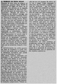 El regreso de Egon Wolff.