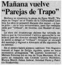 Mañana vuelve "Parejas de trapo".