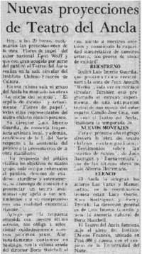 Nuevas proyecciones de teatro del Ancla.