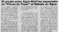 El propio autor Egon Wolf fue espectador en "Flores de Papel" el sábado en Rgua.