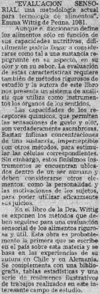 "Evaluación sensorial".