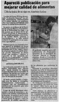 Apareció publicación para mejorar calidad de alimentos.