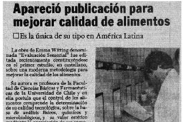 Apareció publicación para mejorar calidad de alimentos.
