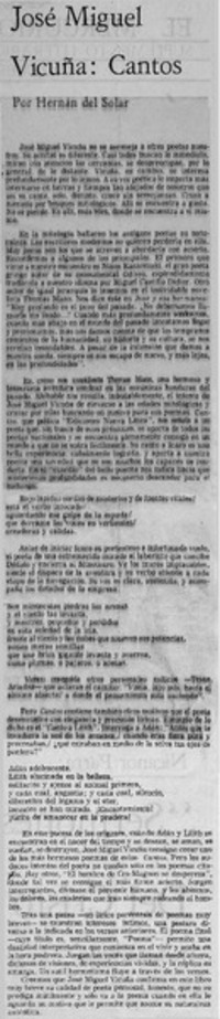 José Miguel Vicuña: cantos