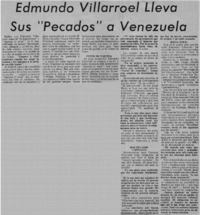 Edmundo Villarroel lleva sus "pecados" a Venezuela : [entrevistas]