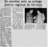 Emotivo acto se entregó premio regional de literatura.