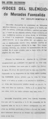 Voces del silencio" de Mercedes Fuenzalida
