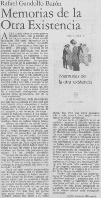 Memorias de la otra existencia